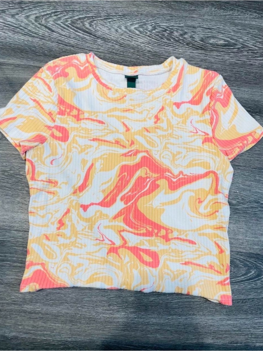wild fable Marble-Swash Short Sleeve Tee in Coral & Yellow